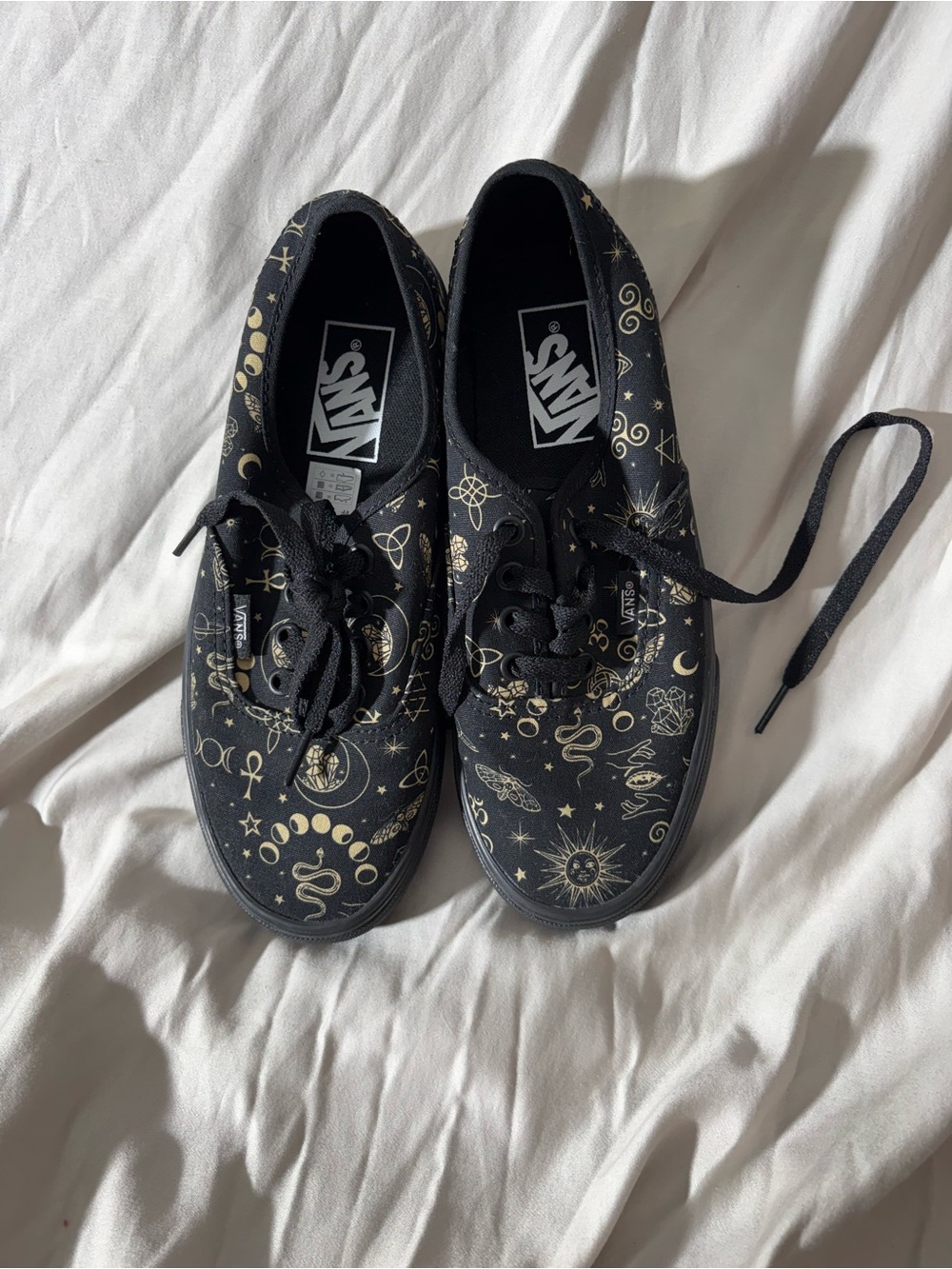 Vans Black Sneakers with Metallic Gold Celestial Print